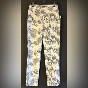 UP! Black White Toile Print Pull On Pants Size 2 NWT